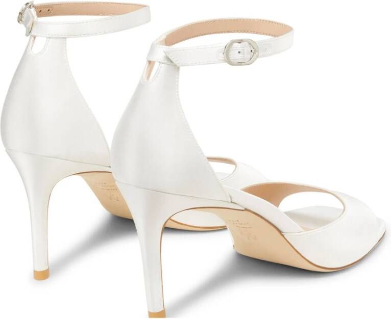 Stuart Weitzman Elegant Square Toe Sandal White Dames