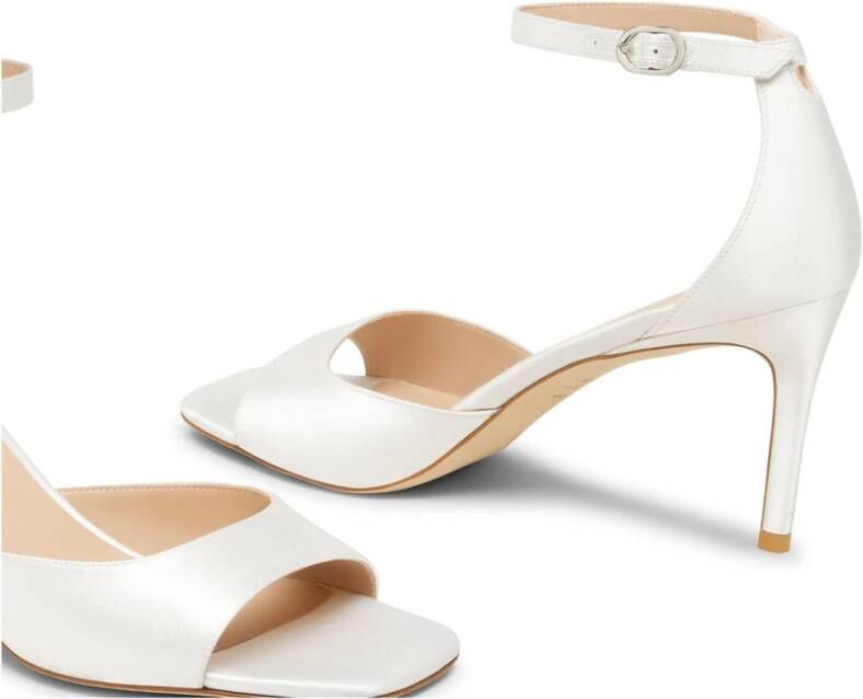 Stuart Weitzman Elegant Square Toe Sandal White Dames