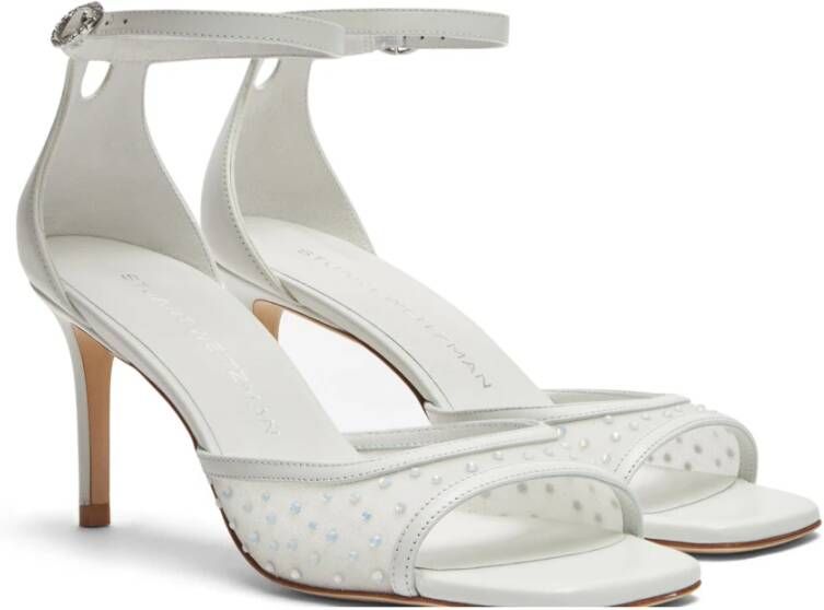 Stuart Weitzman Elegant Square Toe Sandal White Dames