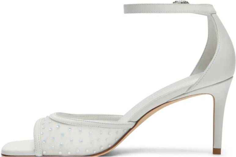 Stuart Weitzman Elegant Square Toe Sandal White Dames