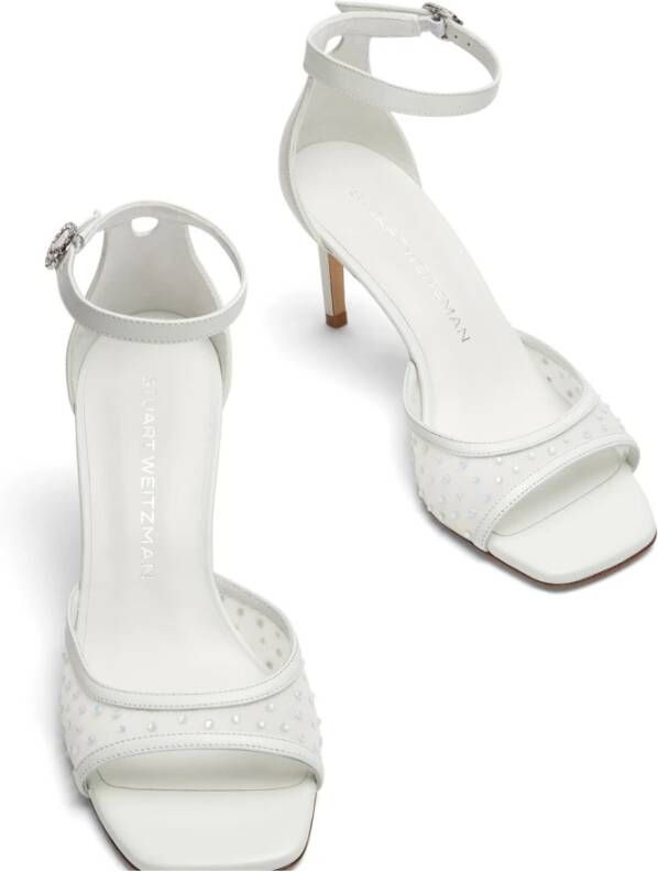 Stuart Weitzman Elegant Square Toe Sandal White Dames