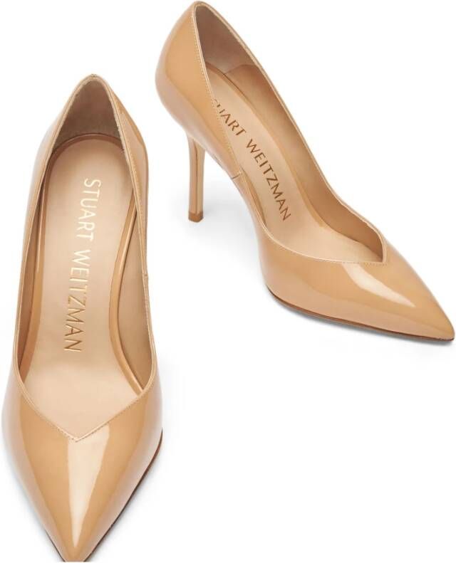 Stuart Weitzman Elegant V-Cut Stiletto Pump Beige Dames