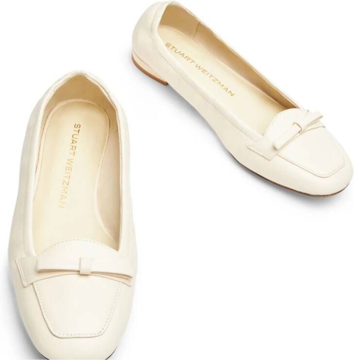 Stuart Weitzman Elegante Bow Loafer Schoen Beige Dames