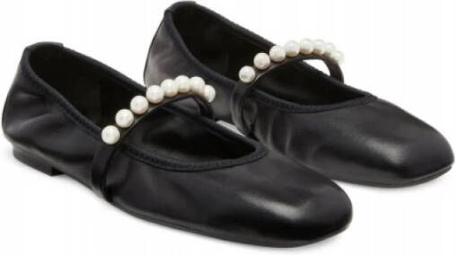 Stuart Weitzman Elegante Goldie Ballet Flat met decoratieve parels Black Dames