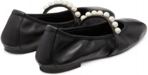 Stuart Weitzman Elegante Goldie Ballet Flat met decoratieve parels Black Dames