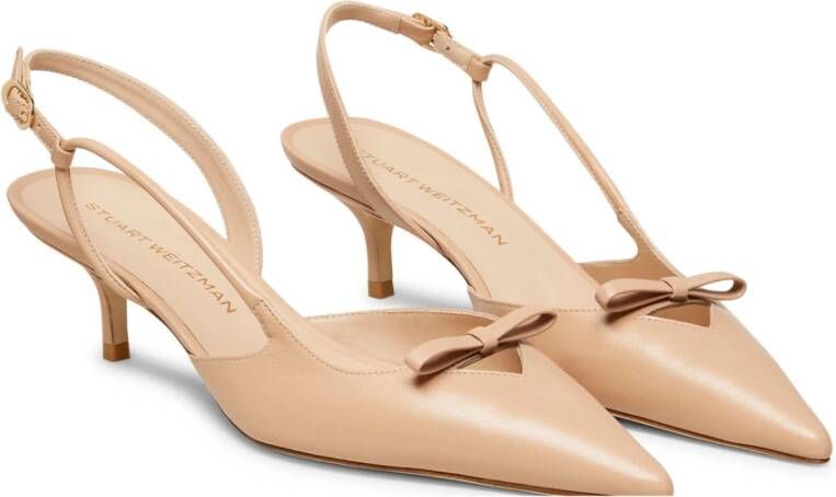 Stuart Weitzman Elegante Slingback met Strikdetail Beige Dames