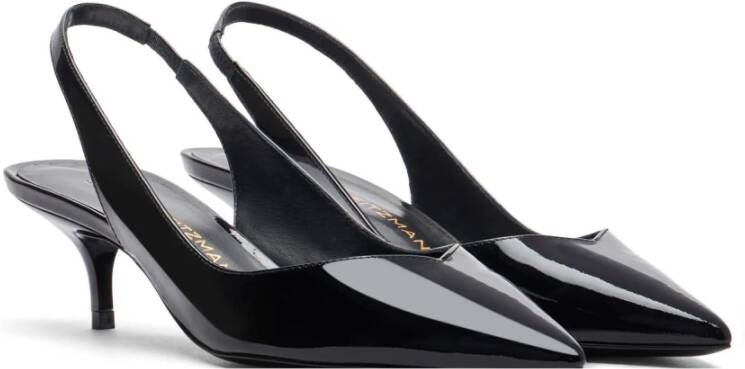 Stuart Weitzman Elegante Slingback Pump met V-Cut Vamp Black Dames