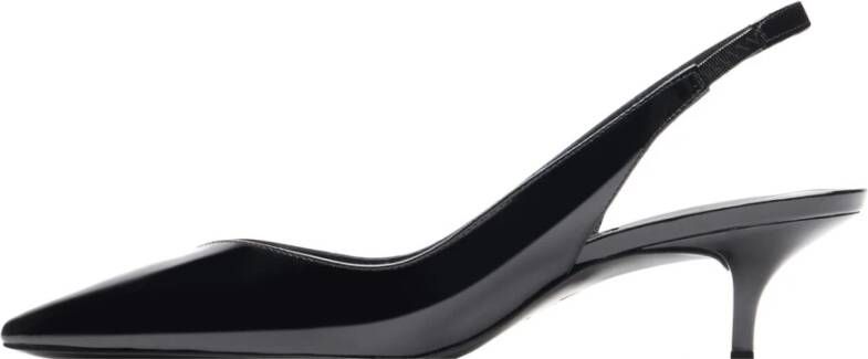 Stuart Weitzman Elegante Slingback Pump met V-Cut Vamp Black Dames