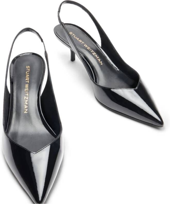 Stuart Weitzman Elegante Slingback Pump met V-Cut Vamp Black Dames