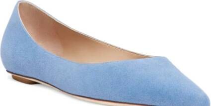 Stuart Weitzman Emilia Flat Moderne minimalistische puntige neus Blue Dames