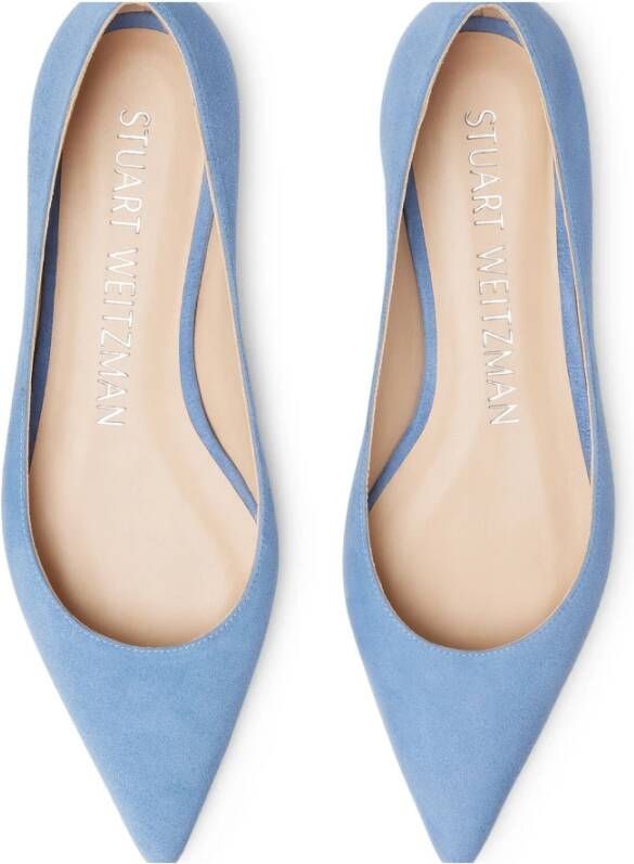 Stuart Weitzman Emilia Flat Moderne minimalistische puntige neus Blue Dames