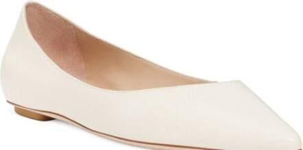 Stuart Weitzman Emilia Flat Moderne minimalistische puntige neus White Dames