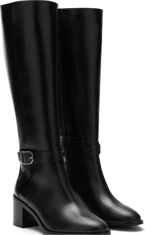 Stuart Weitzman Esme Belted ZIP Boot Black Dames