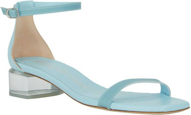 Stuart Weitzman Lichtblauw leer lucite nudistcurve sandalen Blauw Dames