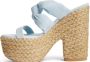 Stuart Weitzman Vintage Denim Knoop Platform Slide Blue Dames - Thumbnail 3