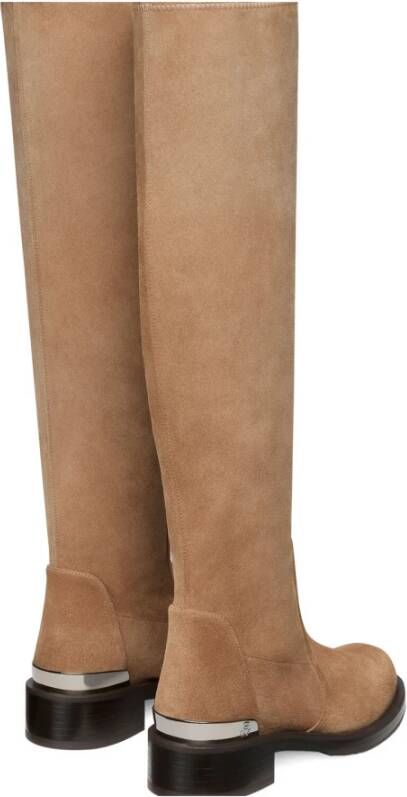 Stuart Weitzman Gedurfde Logo Slouch Boot Beige Dames