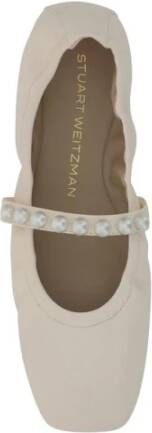 Stuart Weitzman Gegroepeerde ballerina's van kalfsleer met geometrische neus White Dames