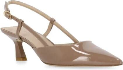 Stuart Weitzman Gepolijste leren slingback met hak Beige Dames