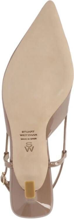 Stuart Weitzman Gepolijste leren slingback met hak Beige Dames