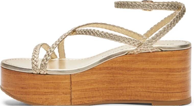 Stuart Weitzman Geweven Sleehak Sandalen Beige Dames