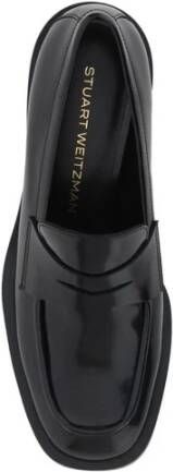 Stuart Weitzman Glanzend leren Chunky Heel Loafers Black Dames