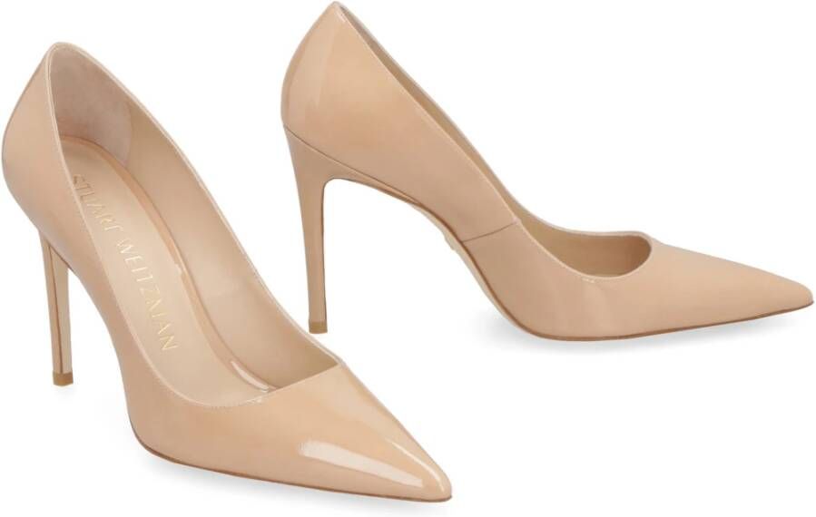 Stuart Weitzman Glanzend Leren Puntige Pumps Beige Dames