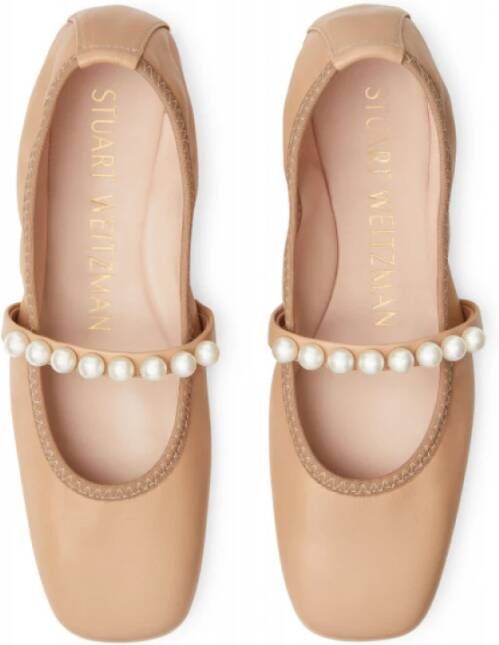 Stuart Weitzman Gouden Decoratieve Ballerina Flats Beige Dames