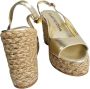 Stuart Weitzman Gouden Island Peeptoe Espadrille Sleehak Yellow Dames - Thumbnail 6