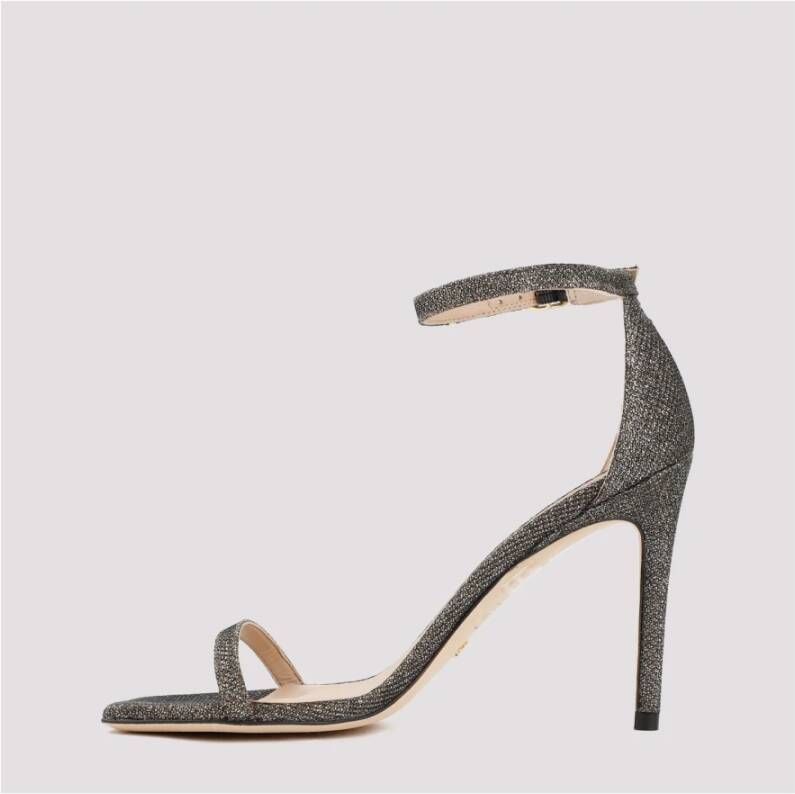 Stuart Weitzman Grijze Metalen Sandalen Minimalistisch Ontwerp Gray Dames