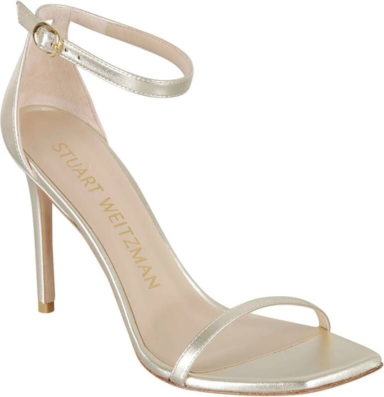 Stuart Weitzman Grijze Metallic Sandalen Hoge Hak Yellow Dames