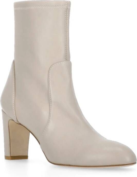 Stuart Weitzman Ivory Leren Enkellaarzen voor Vrouwen Beige Dames