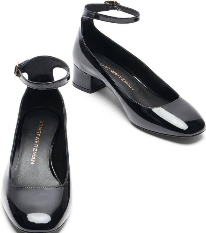 Stuart Weitzman Jane Enkelband Pomp Black Dames