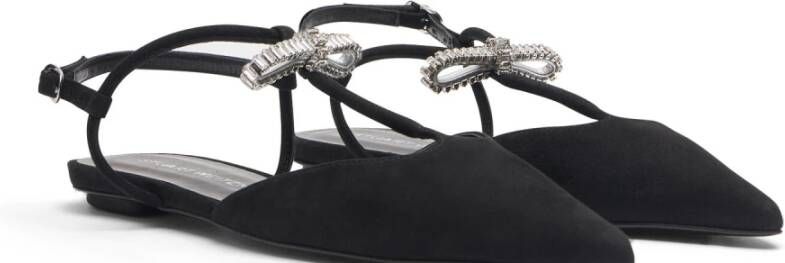 Stuart Weitzman Kristal T-Strap Platte Sandaal Black Dames