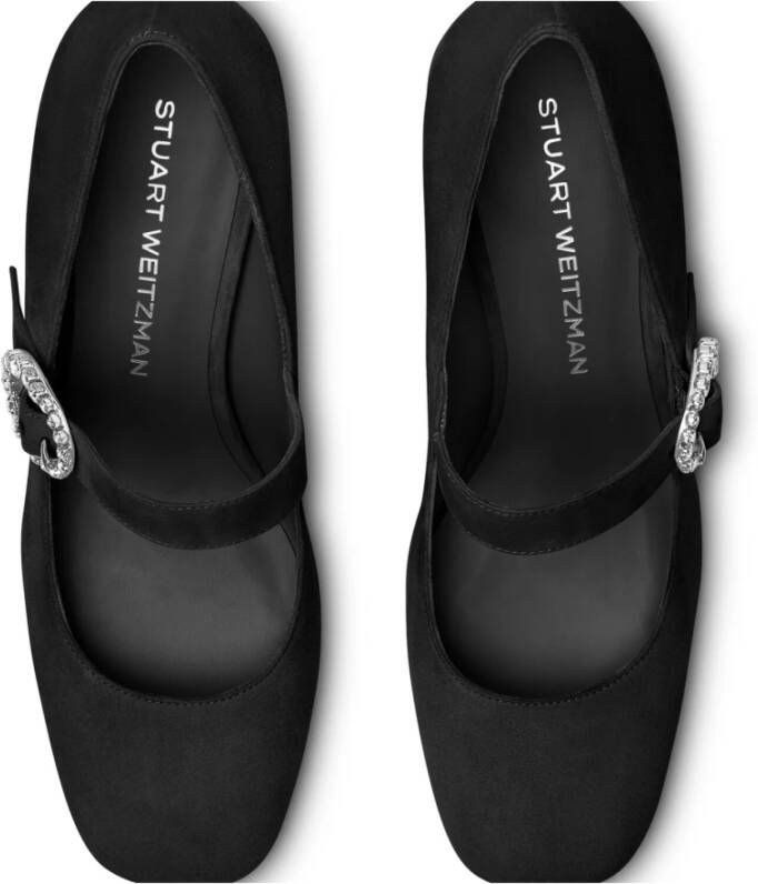 Stuart Weitzman Kristallen Gesp Mary Jane Hakken Black Dames