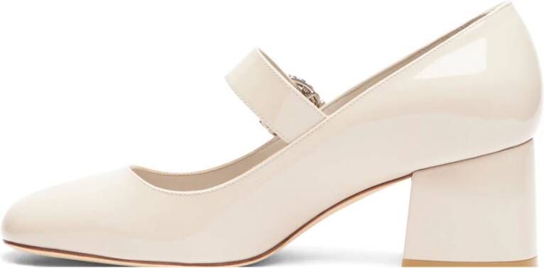 Stuart Weitzman Kristallen Gesp Mary Jane Hakken White Dames