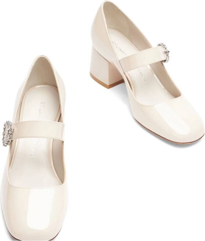 Stuart Weitzman Kristallen Gesp Mary Jane Hakken White Dames