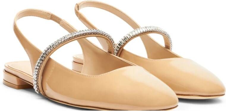 Stuart Weitzman Kristalversierde Slingback Platte Beige Dames