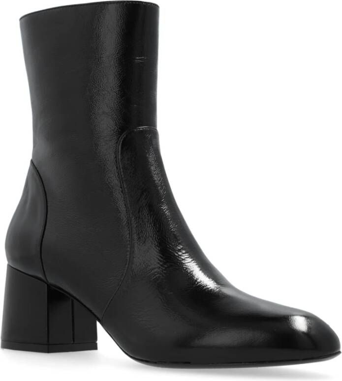 Stuart Weitzman Lakleren enkellaarsjes Flareblock Black Dames