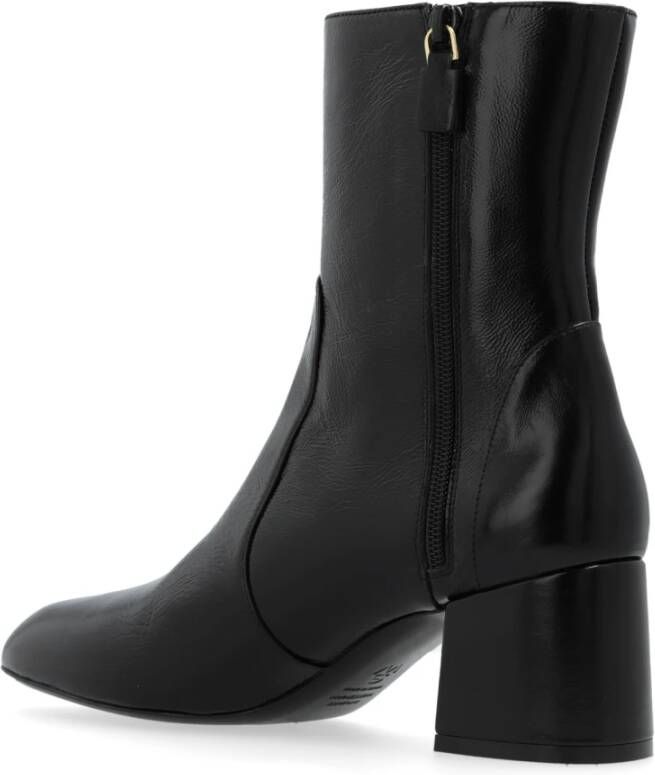 Stuart Weitzman Lakleren enkellaarsjes Flareblock Black Dames