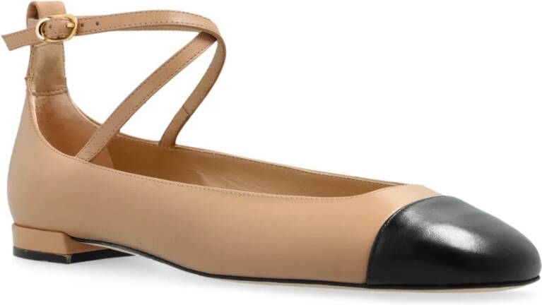 Stuart Weitzman Leren balletflats Eden Strap Beige Dames