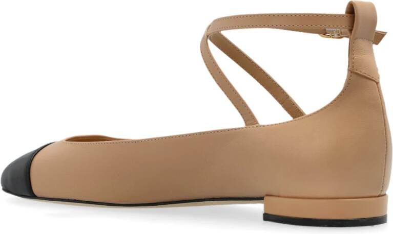 Stuart Weitzman Leren balletflats Eden Strap Beige Dames