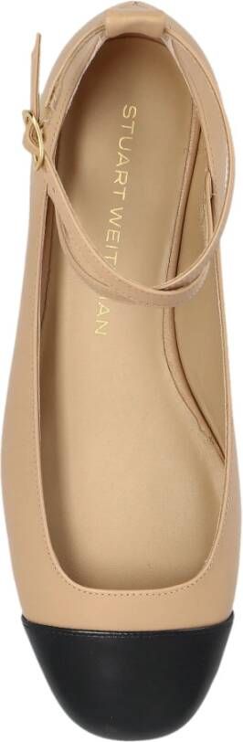 Stuart Weitzman Leren balletflats Eden Strap Beige Dames