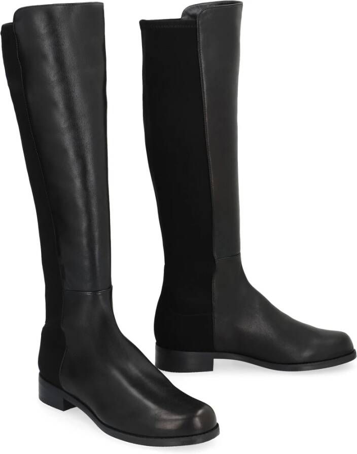 Stuart Weitzman Leren en stretch stoffen laarzen Black Dames