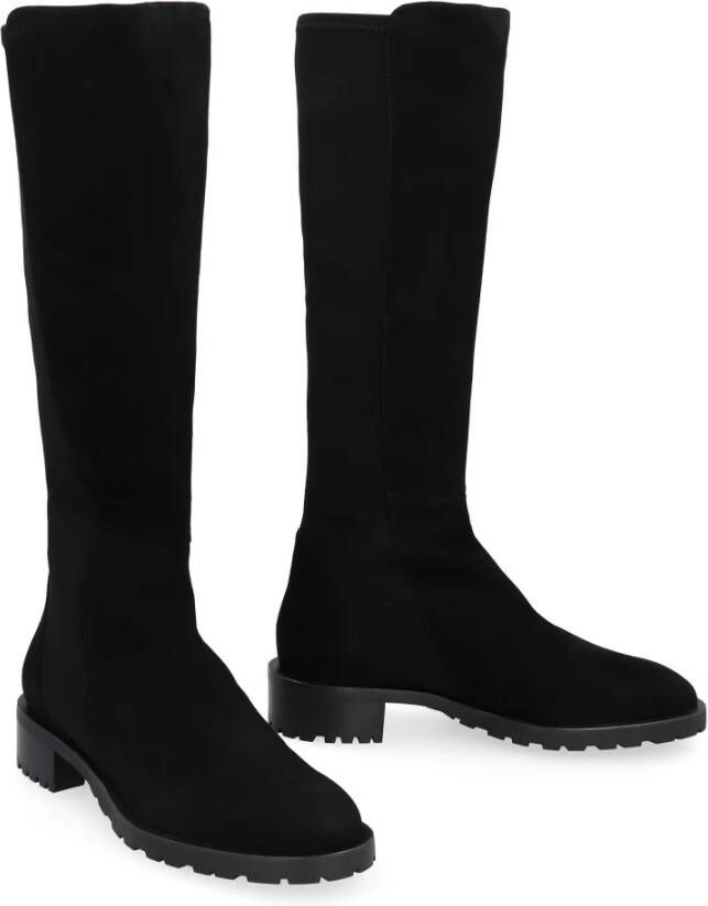 Stuart Weitzman Leren en stretchstof laarzen Black Dames