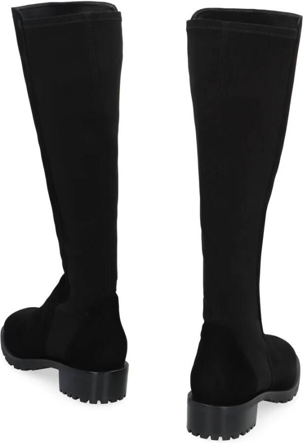 Stuart Weitzman Leren en stretchstof laarzen Black Dames