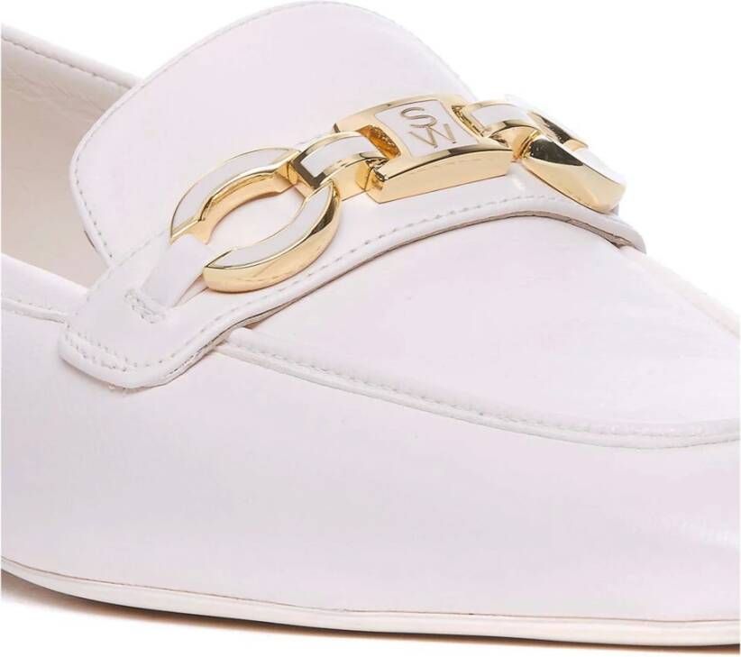 Stuart Weitzman Leren Vierkante Neus Loafers Vrouwen Italië Beige Dames