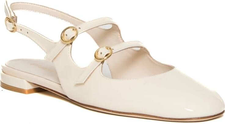 Stuart Weitzman Mary Jane Ballerina's Ivoor Lakleer Beige Dames