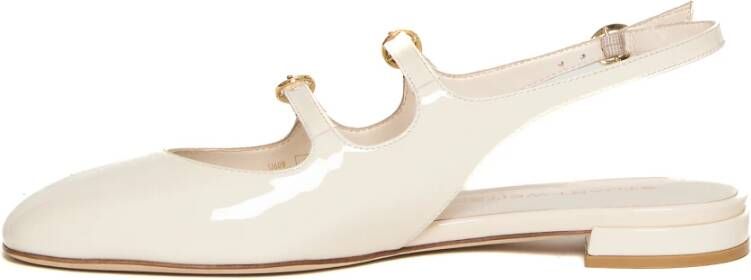 Stuart Weitzman Mary Jane Ballerina's Ivoor Lakleer Beige Dames