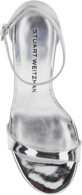 Stuart Weitzman Metallic Blokhak Lakleren Sandalen Gray Dames