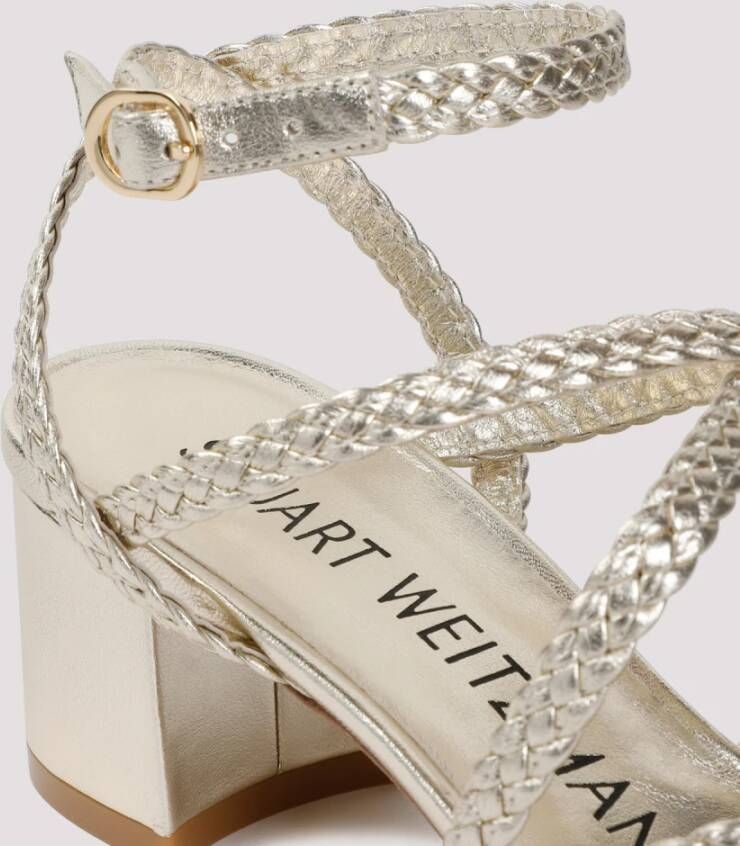 Stuart Weitzman Metallic Wovette Sandaal met Gevlochten Banden Gray Dames